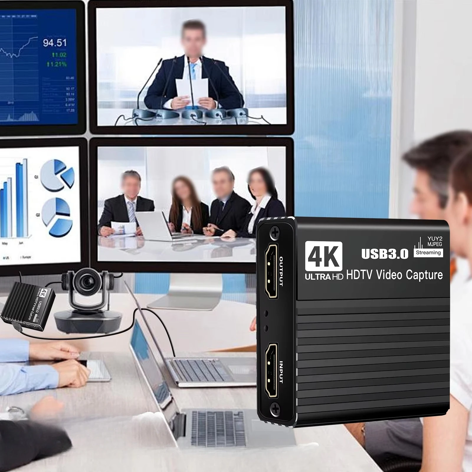 4K30 USB 3.0 Video Capture Card HDTV Recording Box Game Livestreaming Device Microphone HD 1080P Video Grabber Recorder 60FPS
