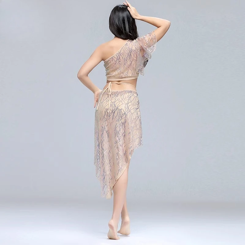 Dostosowany top do tańca brzucha 2025 nowy zestaw orientalna sukienka do tańca odzież do ćwiczeń damski zestaw z brokatową siateczką kostium Bellydance