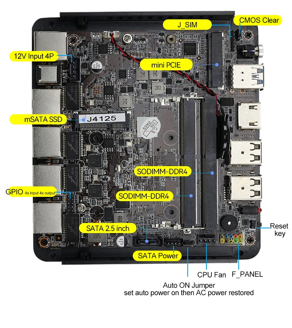 Imagem -06 - Xcy-fanless Mini pc Intel Celeron J4125 Quad-cores 4x Lan 2.5g Intel Ethernet I225v Suporta Windows Linux Pfsense