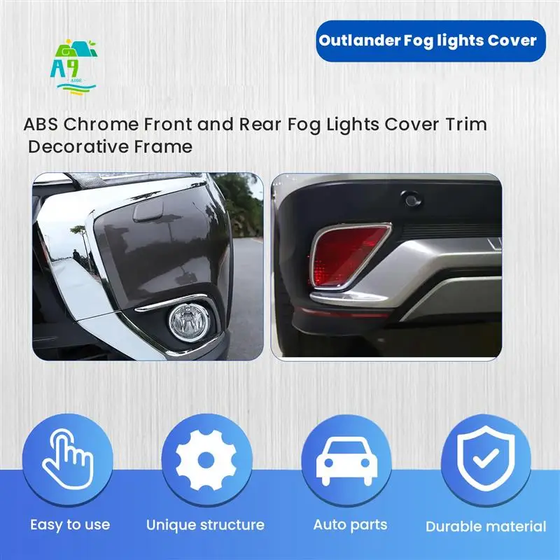 

A09E-ABS Chrome Front And Rear Fog Lights Cover Trim Decorative Frame For Mitsubishi Outlander 2016-2020