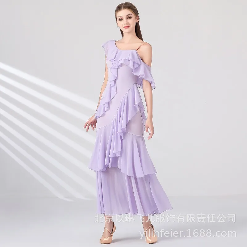 

Customized New Adult Modern Dance Skirt National Standard Waltz Practice Skirt in 4 Colors Ballroom Dance Competition Dresses