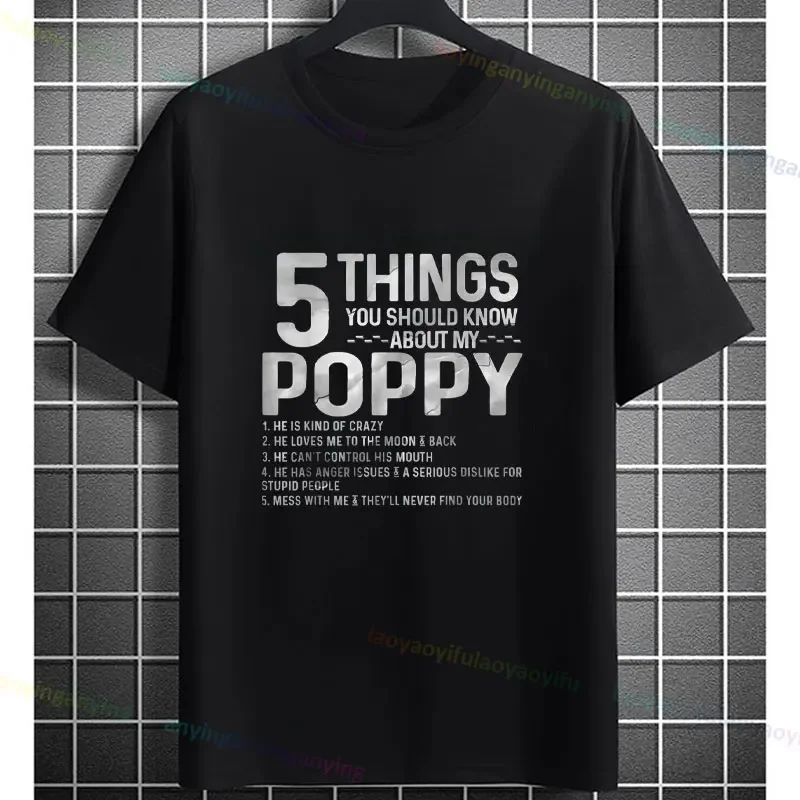 My Favorite Soccer Player Calls Me Poppy Funny Slogan T-shirt Humorous Casual Short-sleev Pure Cotton Men's Clothes