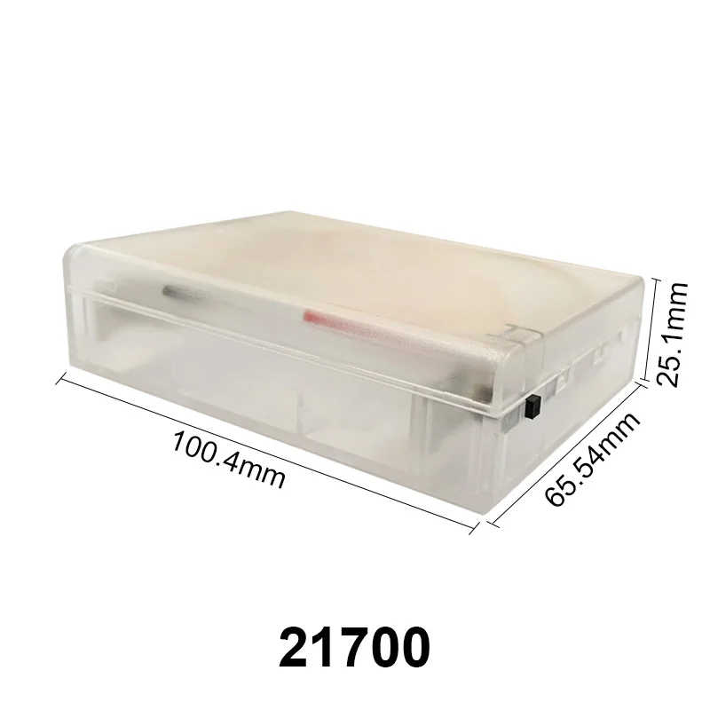 Caja de almacenamiento para banco de energía, contenedor de 3 ranuras con cable de plomo, 3X 18650/21700, 18650/21700