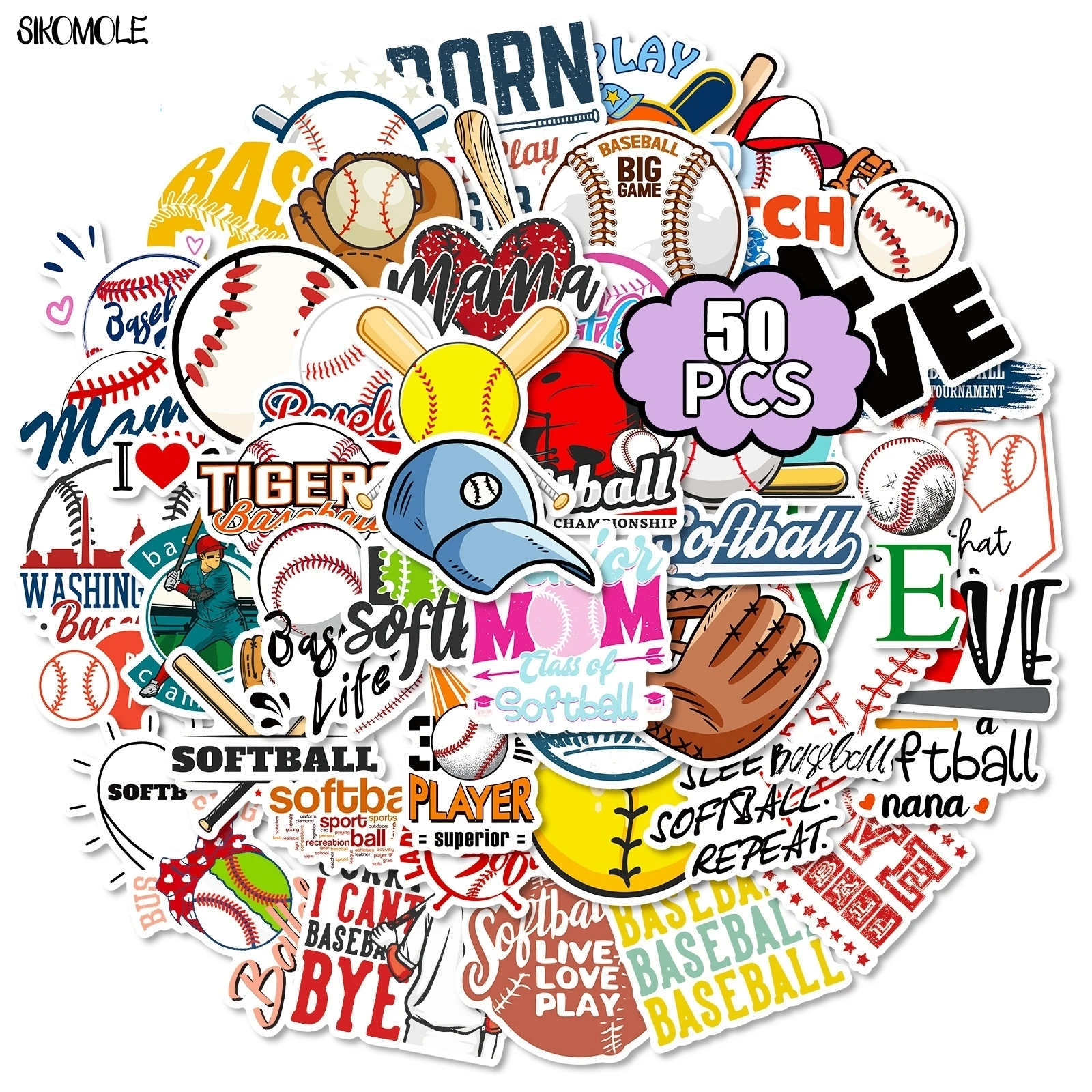 10/50 SZTUK Kreskówkowe Naklejki Graffiti z Motywem Baseballu i Softballu Estetyczne DIY Scrapbook Laptop Artykuły Papiernicze Walizka Naklejki Zabawki dla Dzieci