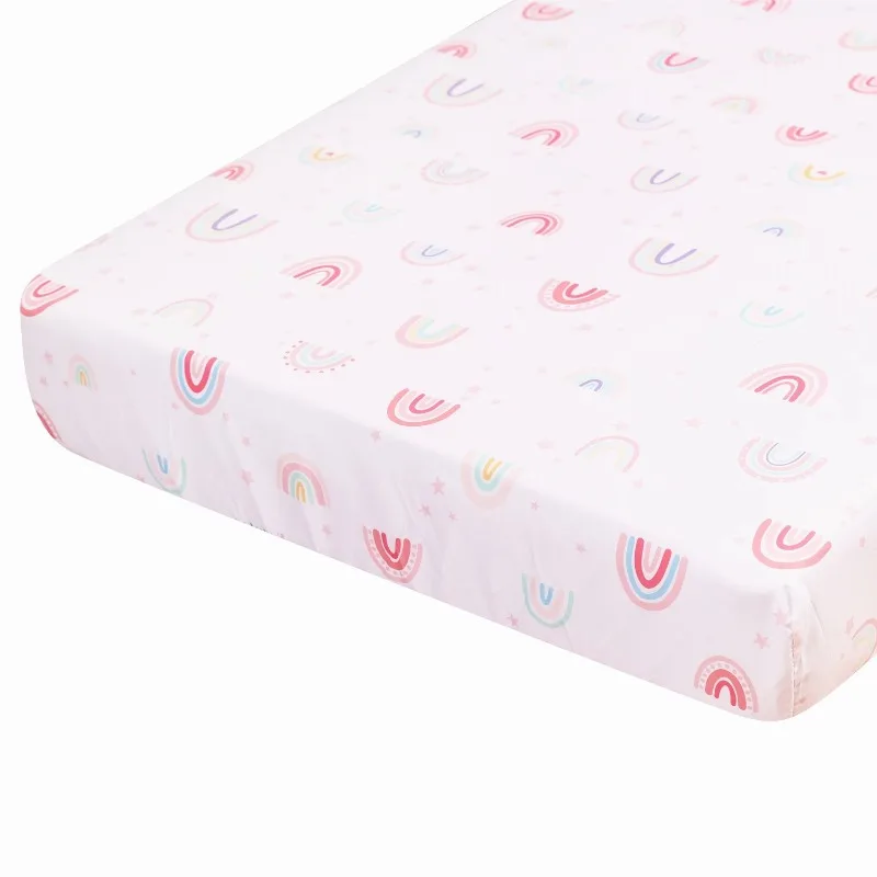 طقم سرير أطفال قطني من الألياف الدقيقة مكون من 3 قطع من قوس قزح طقم سرير أطفال ناعم (تنورة سرير ملاءة لحاف الطفل) #3