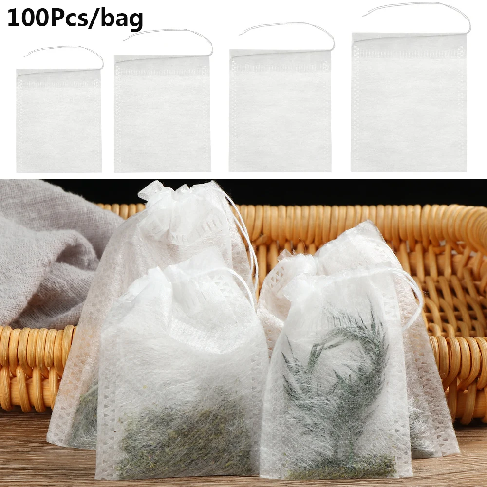 100pcs/bag Tea Bags Corn Fiber Food Grade Empty Scented Flower Tea Bags Seal Spice Filters Teabags Biodegradable