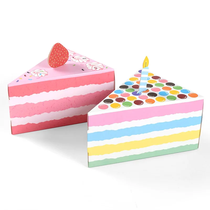 Creative Triangular Cake Shaped Candy Box 10pcs/set Cute Birthday Party Favors Gift Packaging Box Children's Day Festival Supply