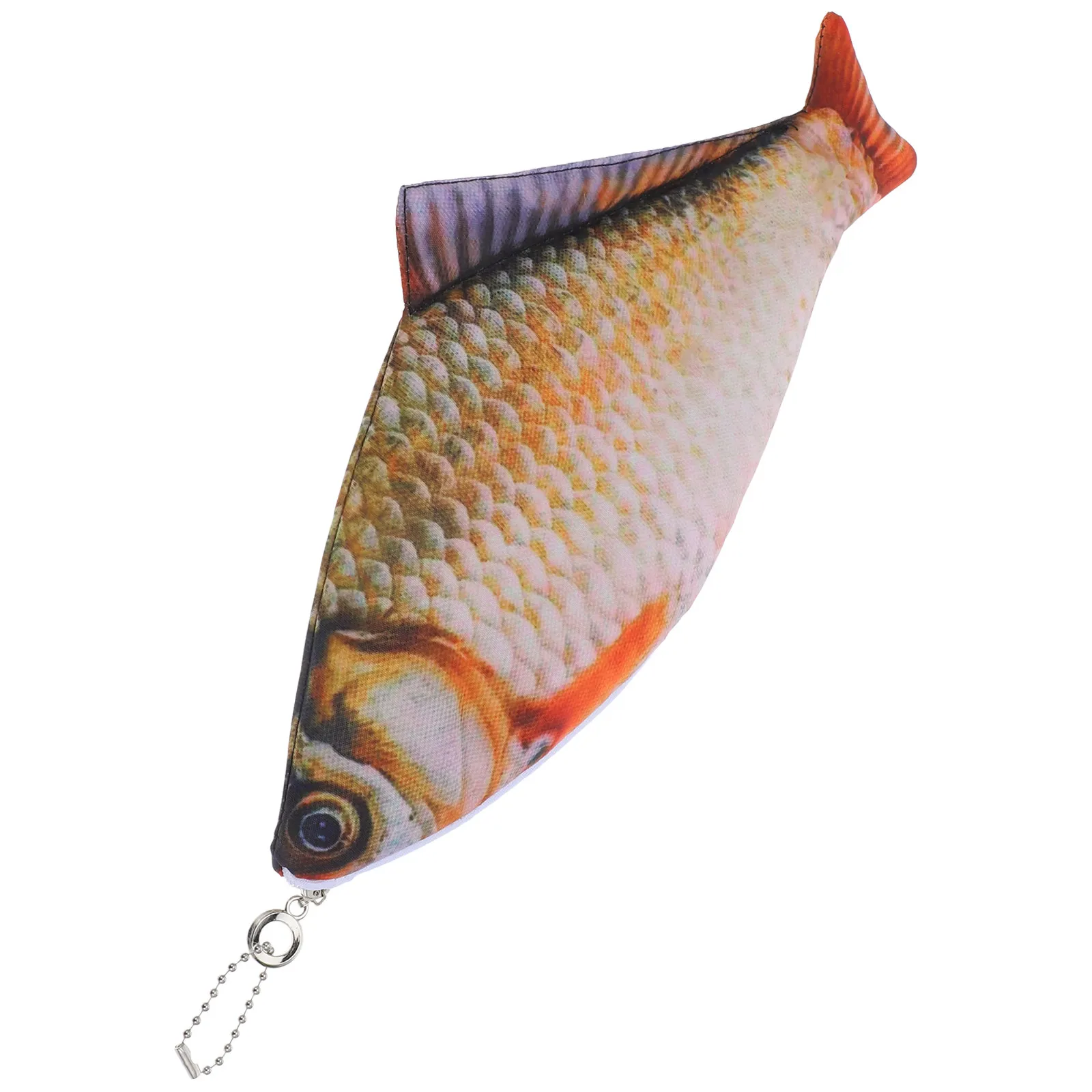 Fish Shaped Pencil Case Realistic Design Zipper Closure Polyester Fabric Multifunctional Stationery Makeup Organizer