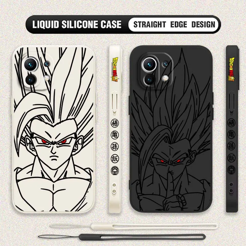 

D-Dragon Ball Son Goku Art Cool For Xiaomi Mi 17 15 14 13 12 11 9 13T 12T Lite Pro Max 5G Liquid Left Rope Phone case Cover