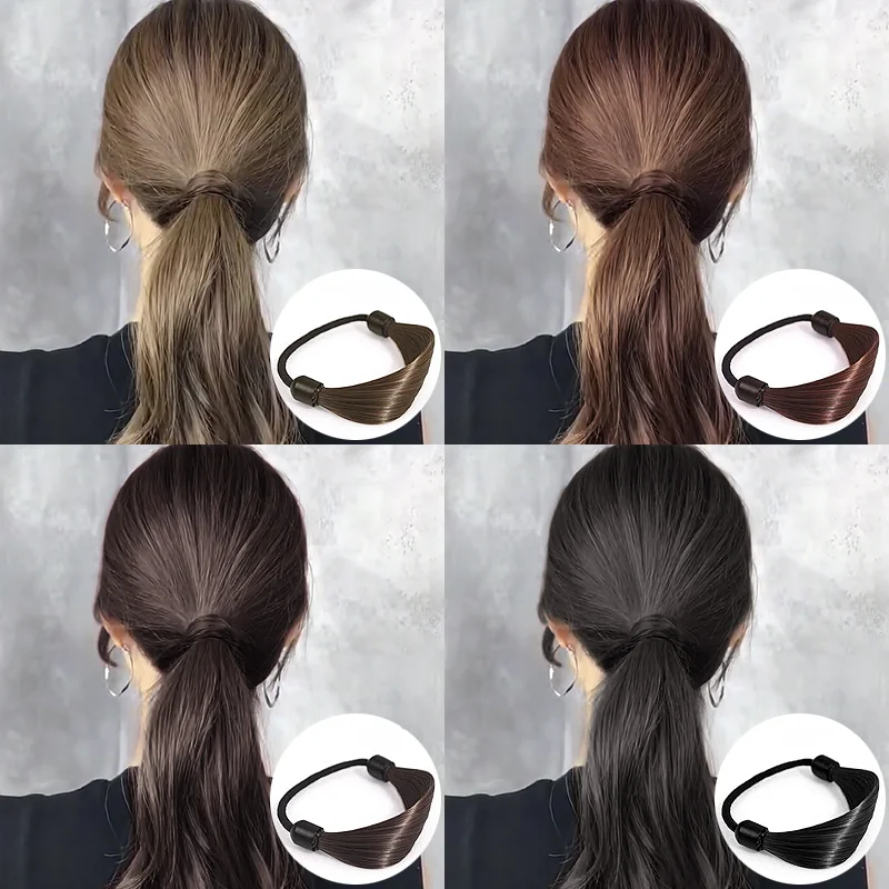 10 Stück Korea Gummiband aus Haars imulation Perücke Kopfs eil Mode Perücke Haarring gerade Haar gummi Pferdes chwanz elastisches Haars eil – Detail 4