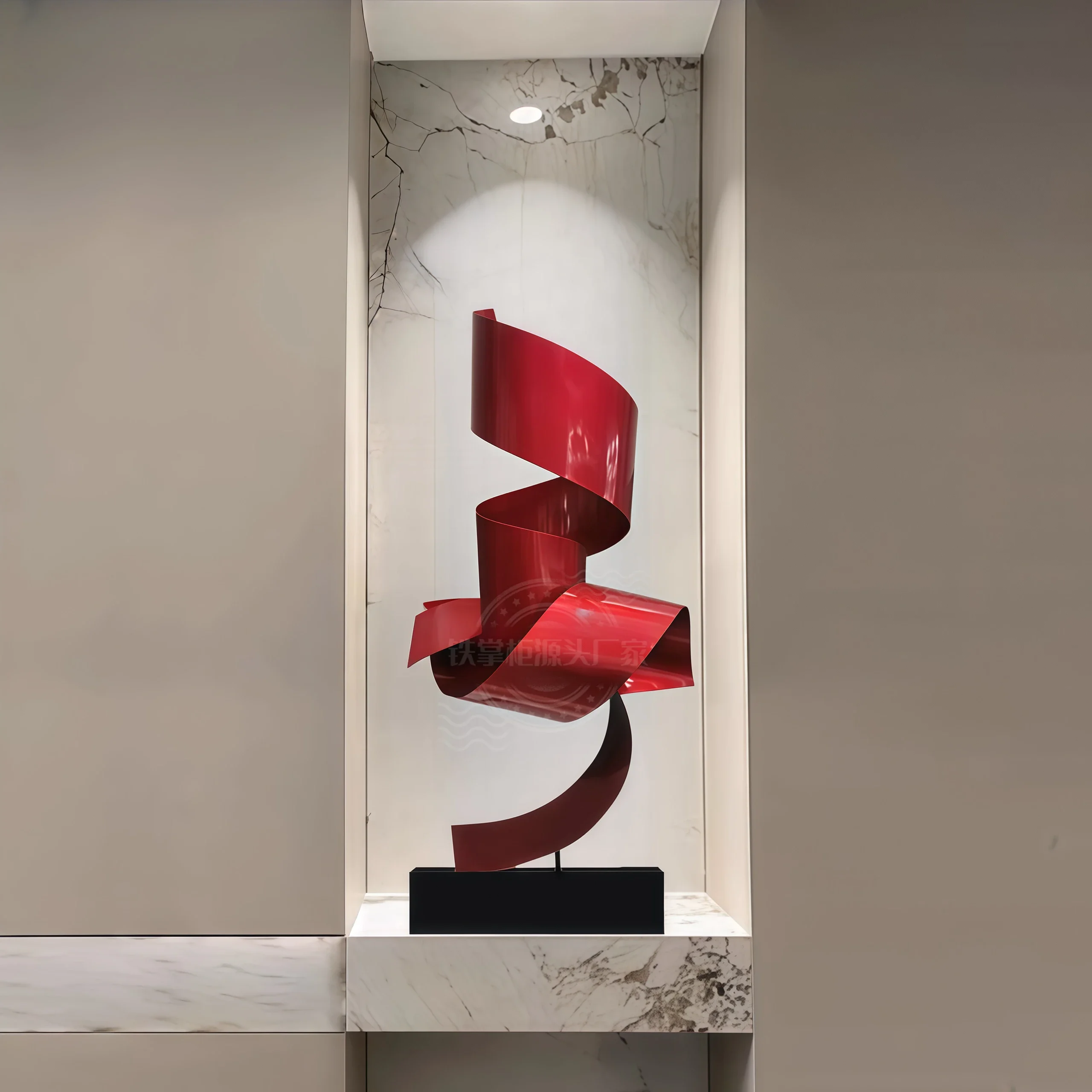 Decorative floor-to-ceiling ornaments Modern large-scale abstract metal sculptures Sales department Light luxury art decoration