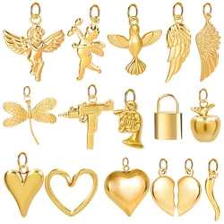 Lovely Stainless Steel Heart Charms DIY Wings Angle Bird Moon Pendant No Tarnish No Fade Pendant for Necklace Bracelet Earring