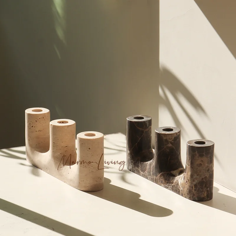 

Marble Taper Candle Holder Vintage Travertine Candlestick Holders