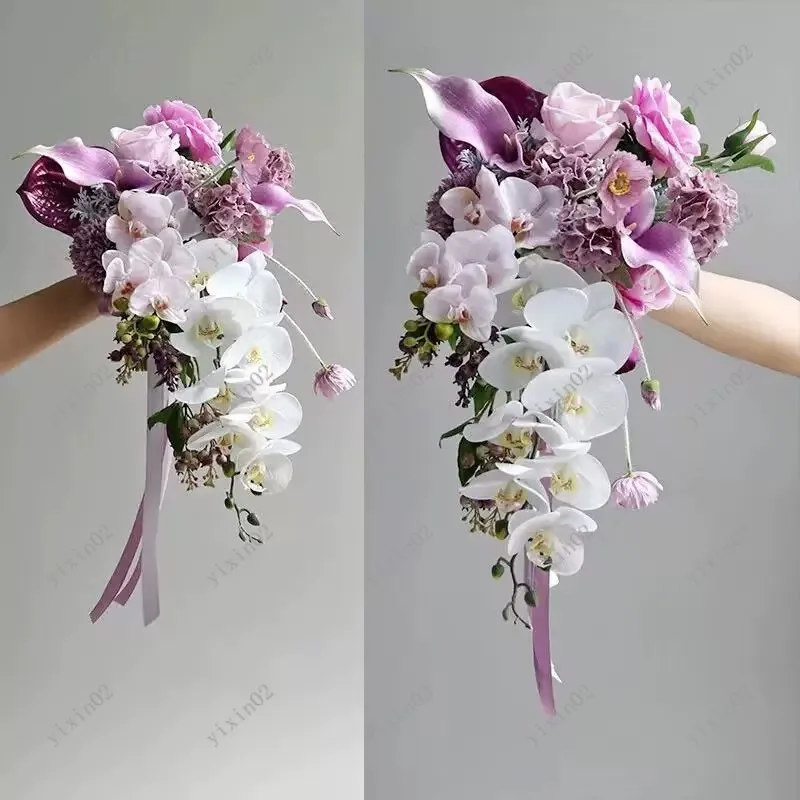 Luxury Waterfall Style Artificial Flower Bouquet for Bride Wedding Shooting & Table Decor