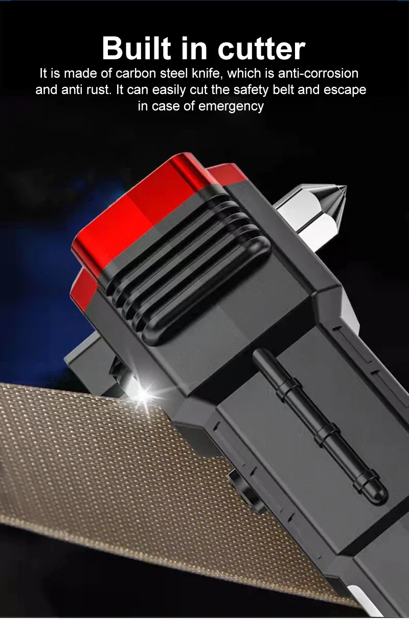 Multi-functional Emergency Flashlight Portable Life-saving Flashlight Self-rescue Escape Hammer Window Breaker Lighting