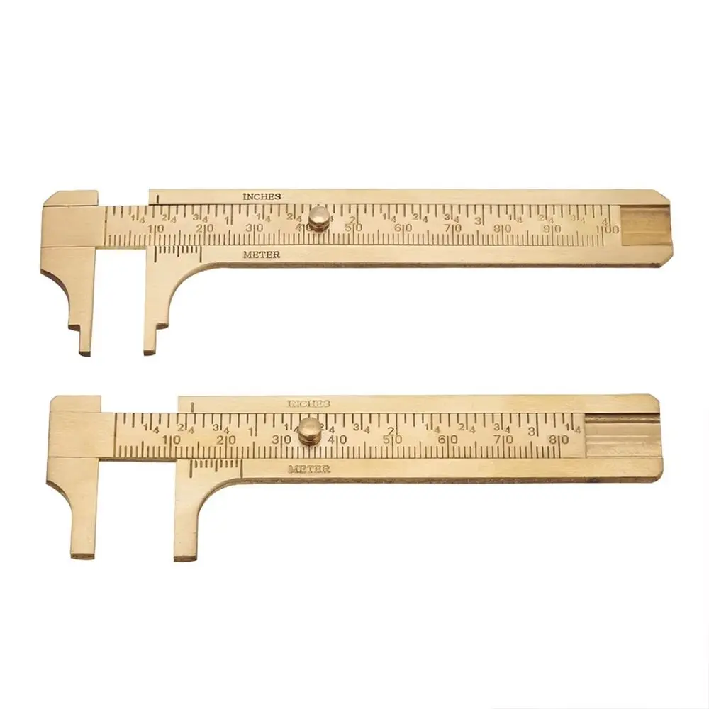 1Pcs New 80/100mm Brass Vernier Caliper Pocket Size mm/inch Slide Gauge Ruler Mini with Metric Imperial Scale Measuring Tool