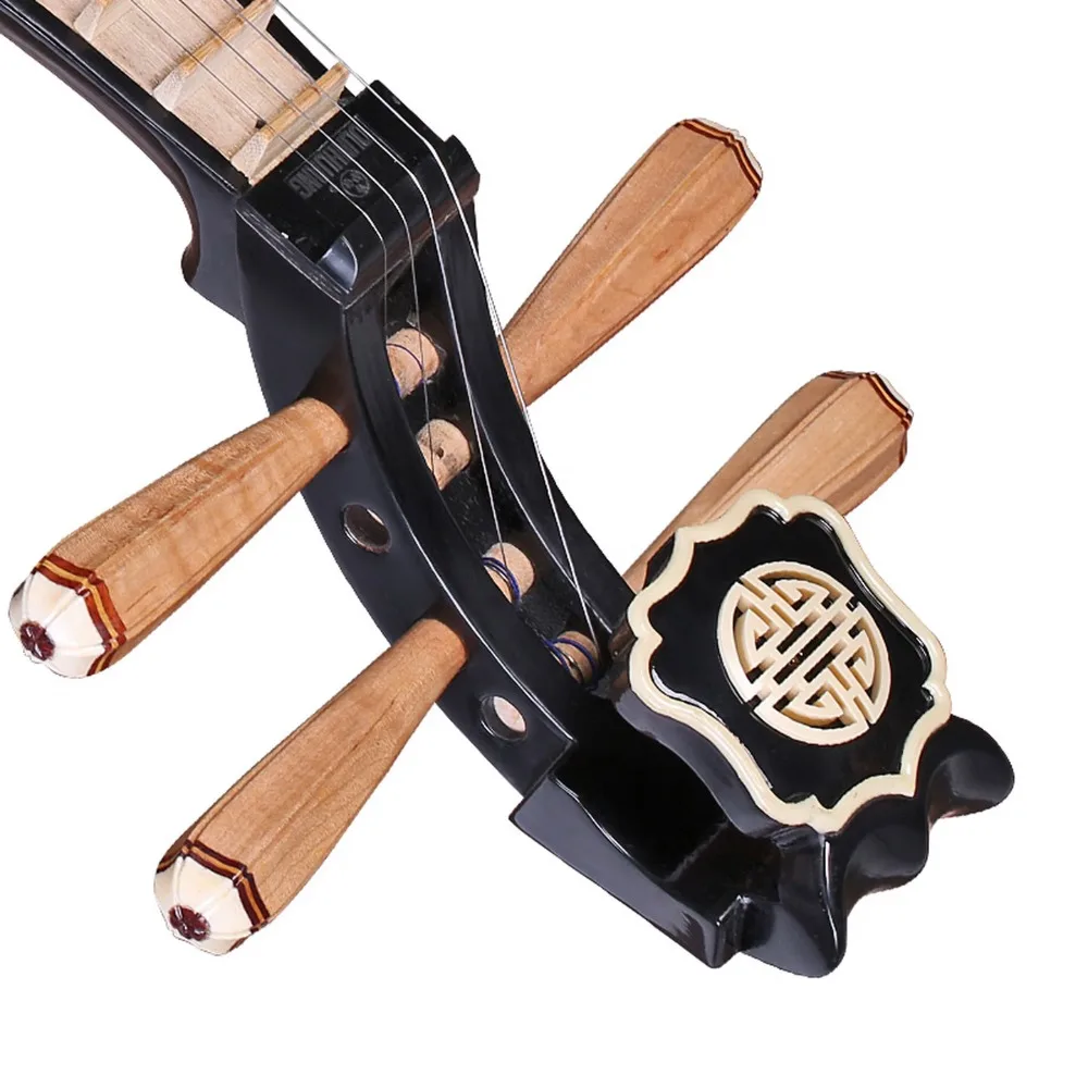654 Liuqin (Tu Pipa) Catalpa Wood & Dalbergia Wood Ruyi Head Six-Yin-Leng Folk Musical Instrument for Beginners view 3