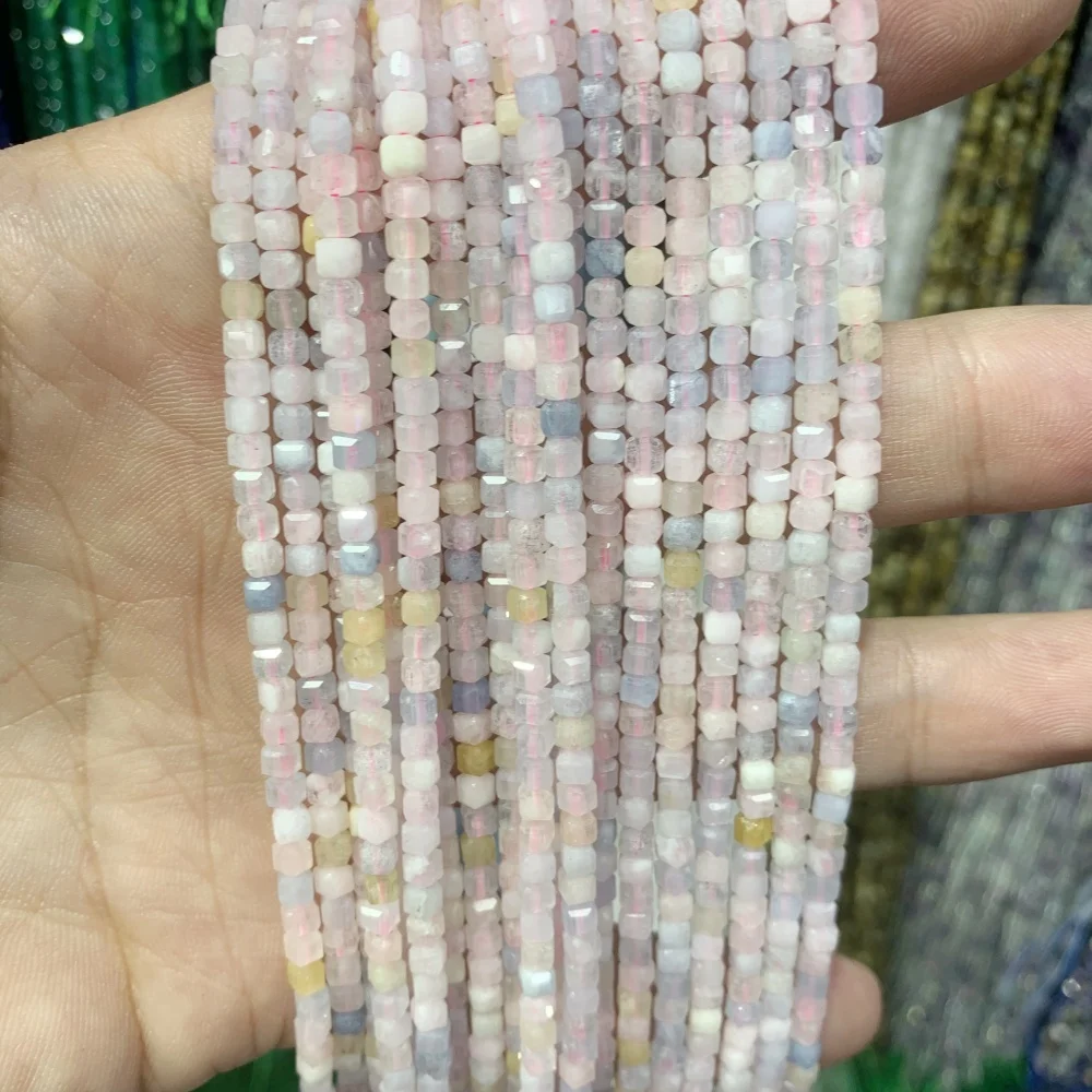 Natural Aquamarine Morganite Stone   3x3mm green agate Cube Beads  DIY Loose Beads For Jewelry Making Beads Necklace15