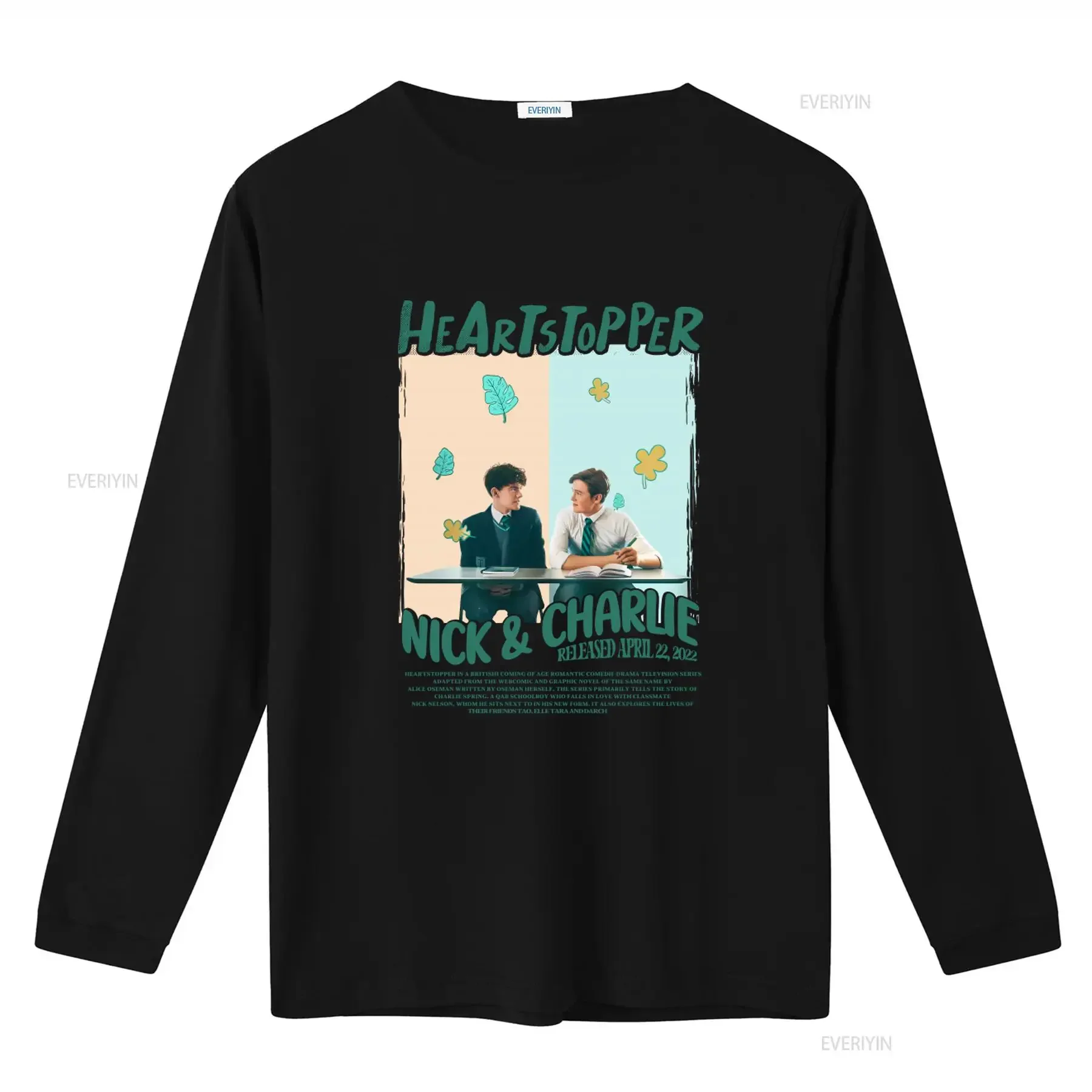 Vintage Heartstopper T Shirt Nick and Charlie Leaves Inspired Book Series Design  vintage Washed streetwear homme
