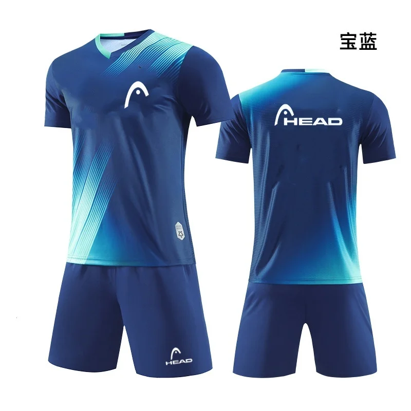 Cabeça-Conjunto de camiseta e shorts de manga curta masculino, elegante e confortável, treinamento de badminton, tênis, verão