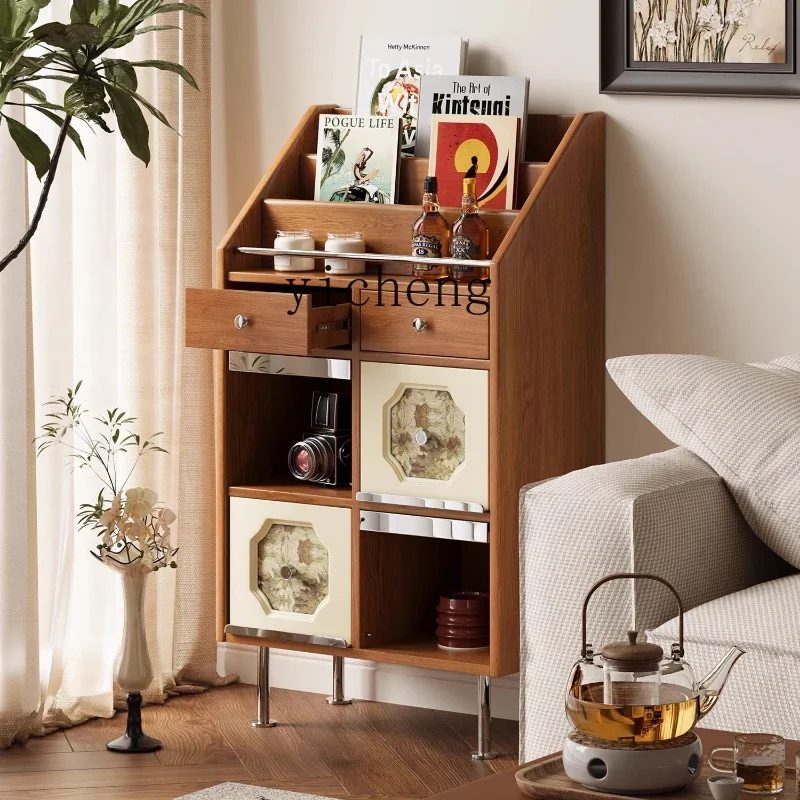V21 Log Style Printing Chest Cabinet Solid Wood Artist Home Kitchen Dining Side Living Room Bedroom Storage Cabinet