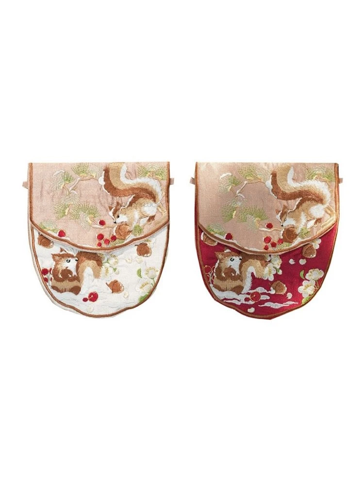Antieke vrouwen geborduurde bloem eekhoorn origineel borduurwerk Hanfu oude Chinese kostuumaccessoires meisje mooie tas geschenken