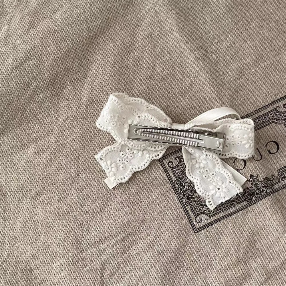 

Модная заколка для волос с кружевным бантом, маленькая заколка для головного убора с утконосом, белые детские заколки для волос, подарок