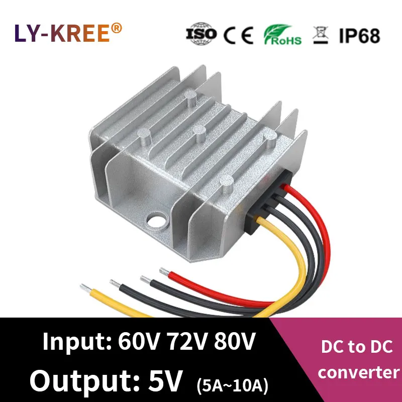 

48V60V72V84V в 5V преобразователь модуль снижения напряжения модуль регулятора напряжения DC/DC автомобильный трансформатор 5A 10A