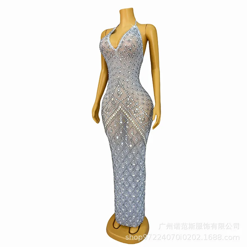 Luxury Sexy Neck Holiday Dress Social Celebration Evening Wear Company Annual Meeting Red Carpet Host Dress Luxury Evening Gowns