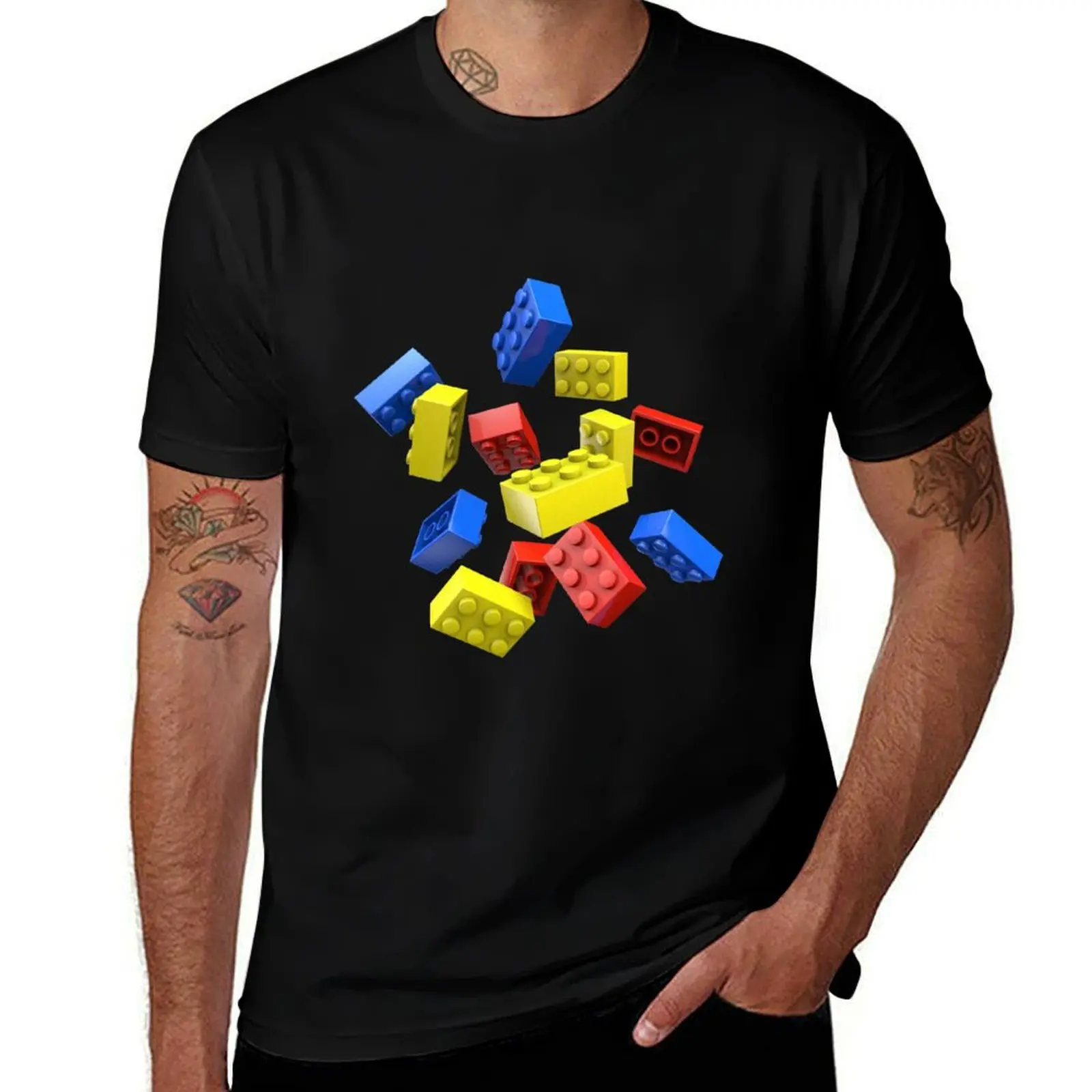 Falling Toy Bricks T-Shirt Plus Size Summer Casual T-Shirt