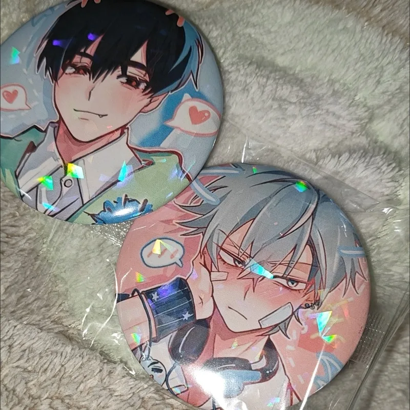 2 قطعة/الوحدة أنيمي زر 58 مللي متر دبابيس خجولة زوجين الغريبة المرحلة إيفان حتى الكرتون شارة لحقيبة الظهر مجوهرات اكسسوارات الهدايا اليدوية #1