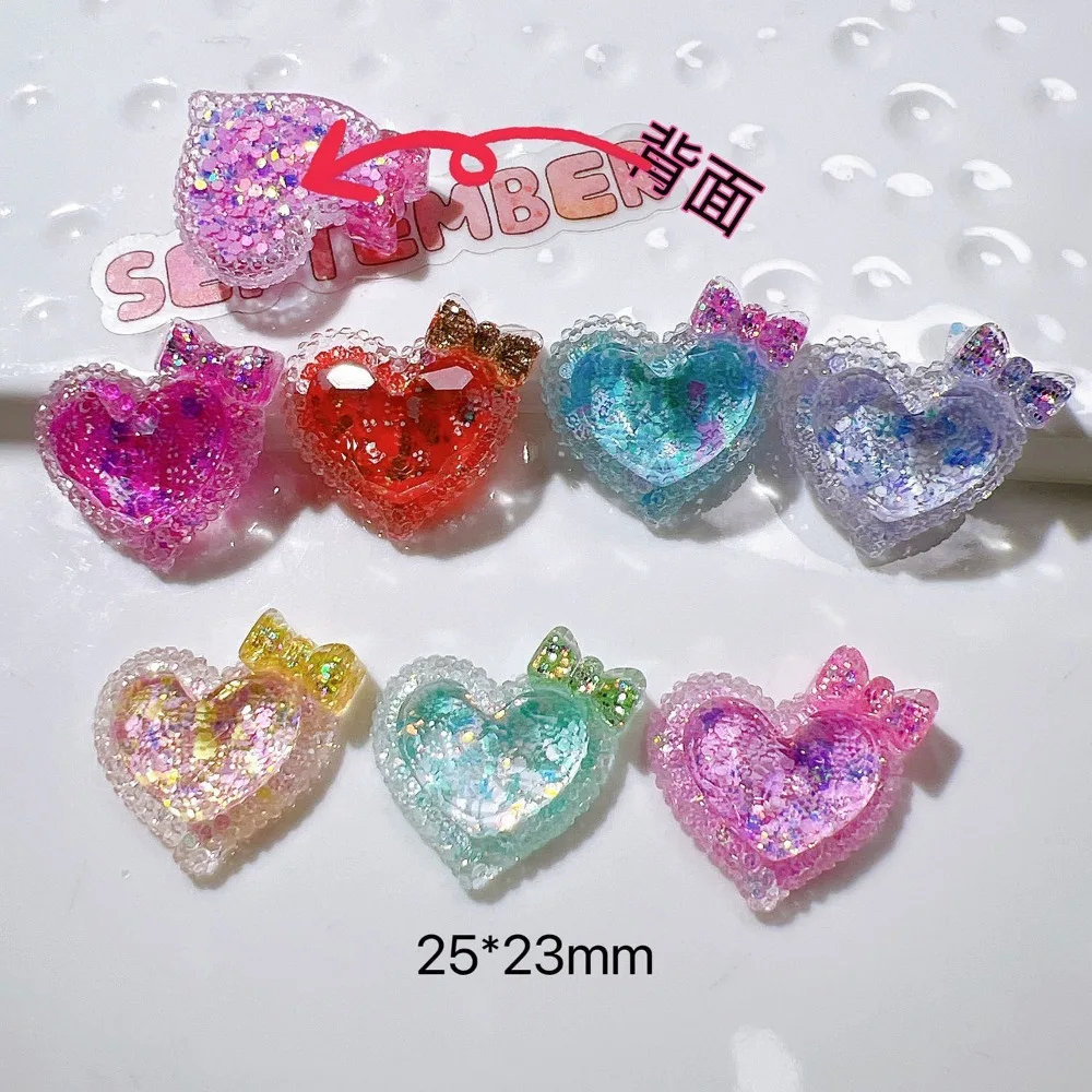 10pcs Mini Kawaii Cute Fake Heart Butterfly Flat Back Cabochons Scrapbook Diy  Party Hairpin Accessories Home Decoration Craft