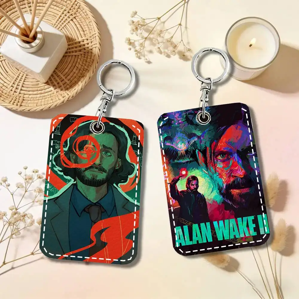 1pc Game Alan Wake 2 Card Case Keychain Access Card Bag Key Tag Ring Leather Card Holder Key Ring Access view 4