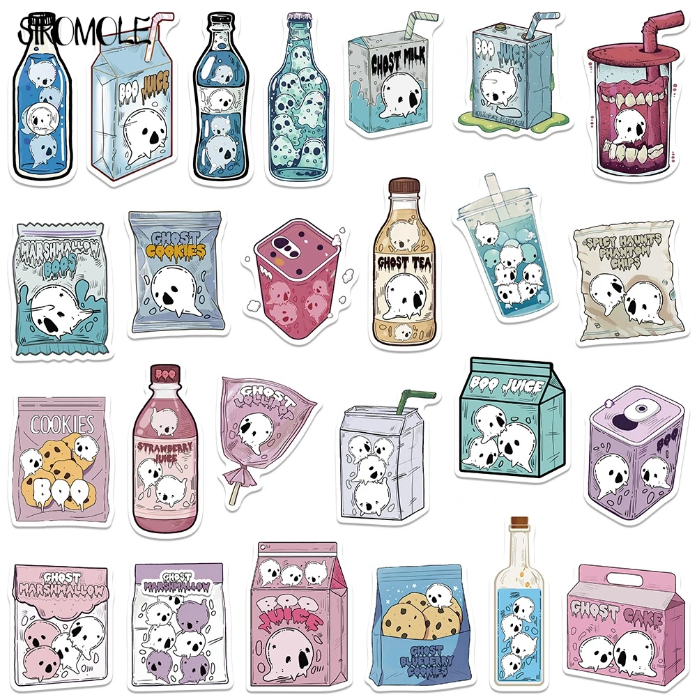 10/30/50 Stück Halloween Fun Ghost Food Aufkleber Ästhetische DIY Kinder Koffer Skateboard Laptop Gepäck Telefon Graffiti Aufkleber Aufkleber