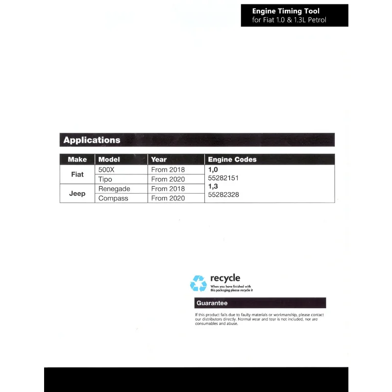 Kurbelwelle Pulley Montage Tool Kit Für Fiat 500X Jeep Rengade 1,0/1,3 T-GDI 2018-2022 Motor Steuerkette Reparatur Werkzeug