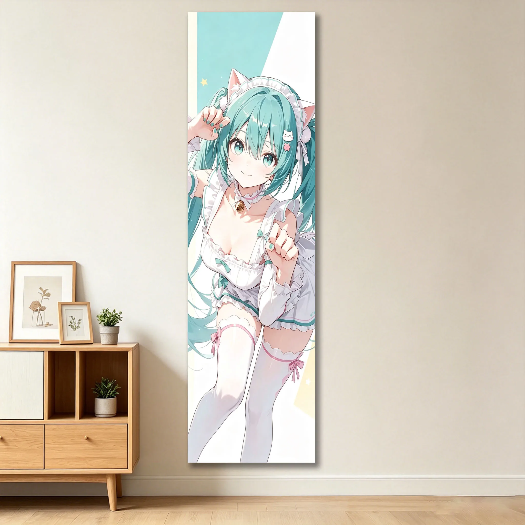 M-Mikus Tapestry Cute Kawaii Maid Outfit Anime Girl Long Tapestry Party Bedroom House Living Room Decor Room Necessaires Stuff