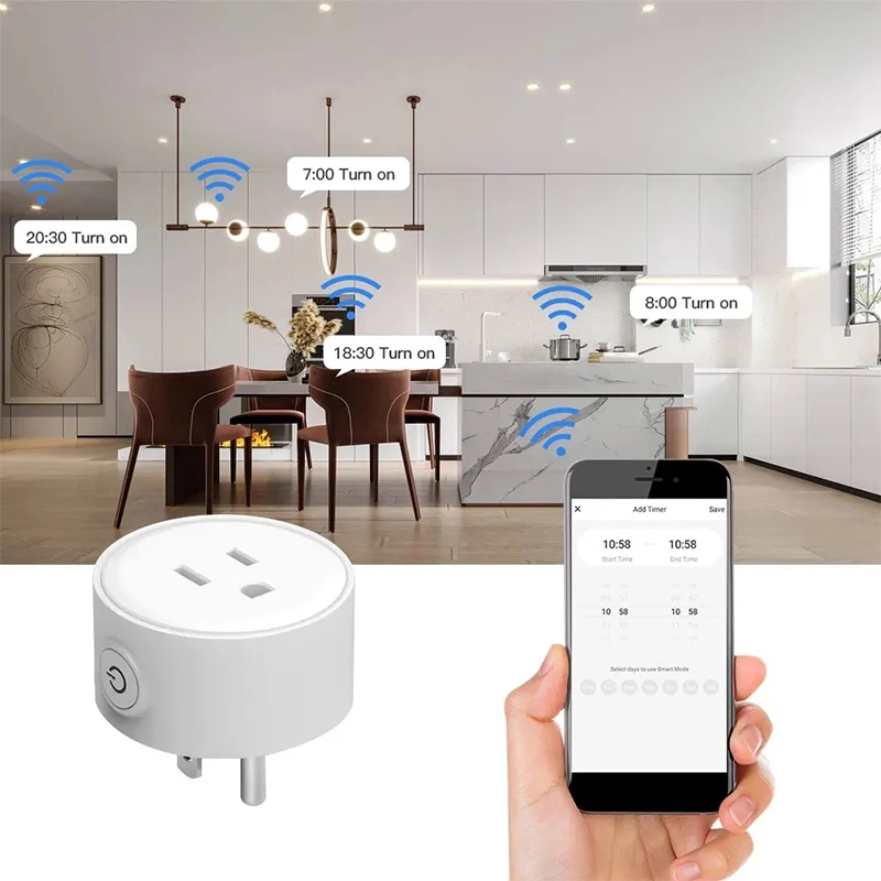 WiFi Smart Socket Plug With Power Monitoring Timing 20A US Plug Smart Home Switch Voice Control Work with Alexa Google Home