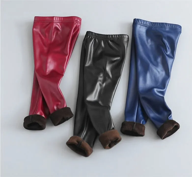 Kinder Mädchen Pu Leder Winter Legging Fower Warme Kinder Legging Herbst Winter Dicke Baby Hosen Hosen 3-12 Jahre – Detail 13