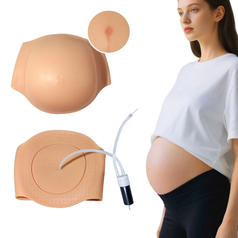 

LERVANLA Silicone Fake Pregnant Belly Soft Realistic False Pregnancy Tummy for Actor Performance Film Props Maternity Cosplay