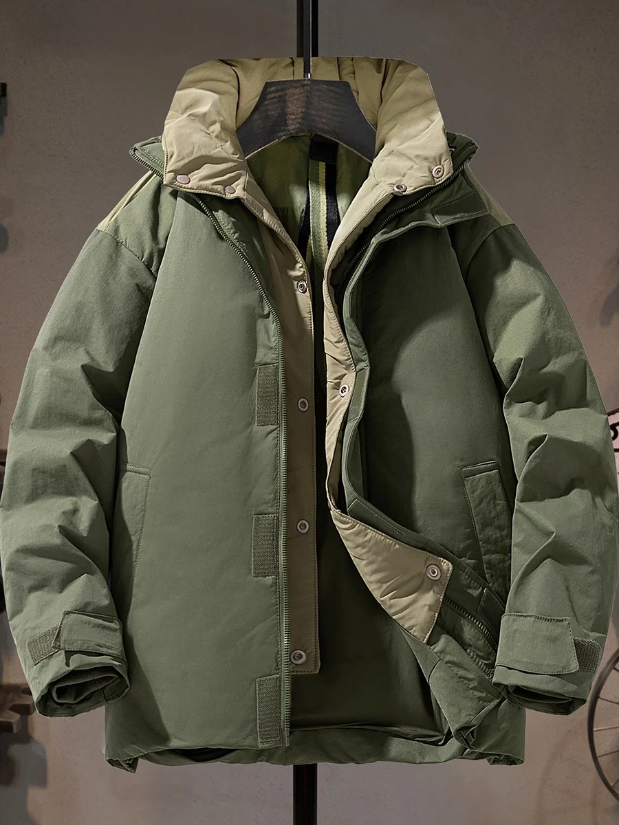 

Military een Men's down Jaet Hooded Warmth Heavyweight Casual Faionable Youth Workwear Cold Resistance Parka Coat