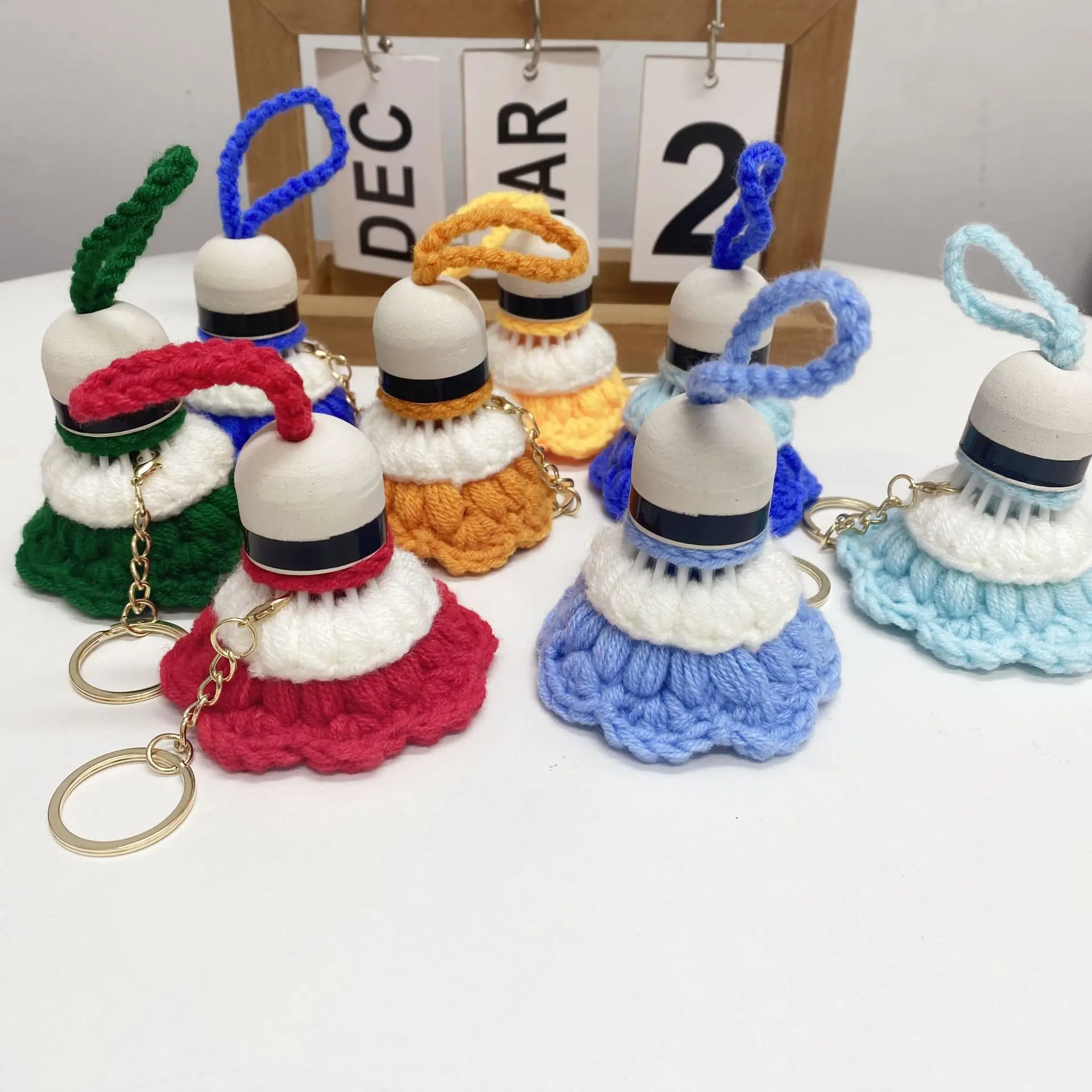 Handmade Milk Cotton Crochet Badminton Keychain Colorful Knitted Sports Pendant Bag Charm Gift for Badminton Enthusiasts