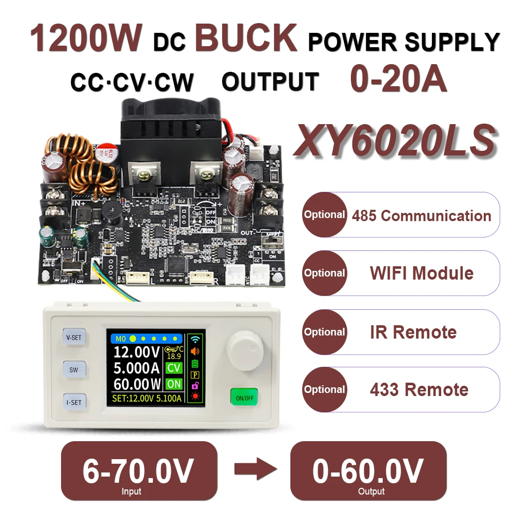 XY6020LS 1200W 20A DC Buck Netzteil CV CC CW CNC Step-Down Einstellbarer Konverter MPPT True Upgraded Version der dritten Generation