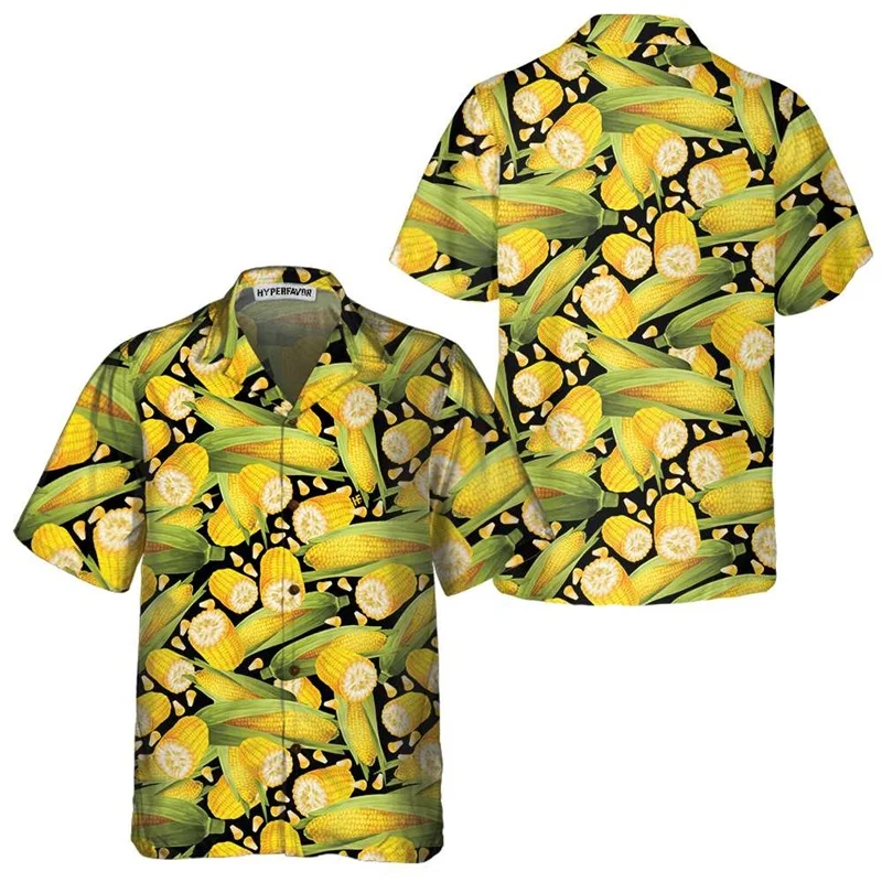 

HYPERFAVOR Corn Shirts for Men & Women- Short Sleeve Corn On Cob Shirts- Corn Hawaiian Shirt Corn Gifts for Corn Lovers