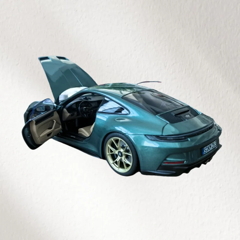 Normv diecast 1/18 escala porsche liga modelo carros porsche 911 gt3 2021 verde jogar veículos brinquedos para meninos presente caixa original