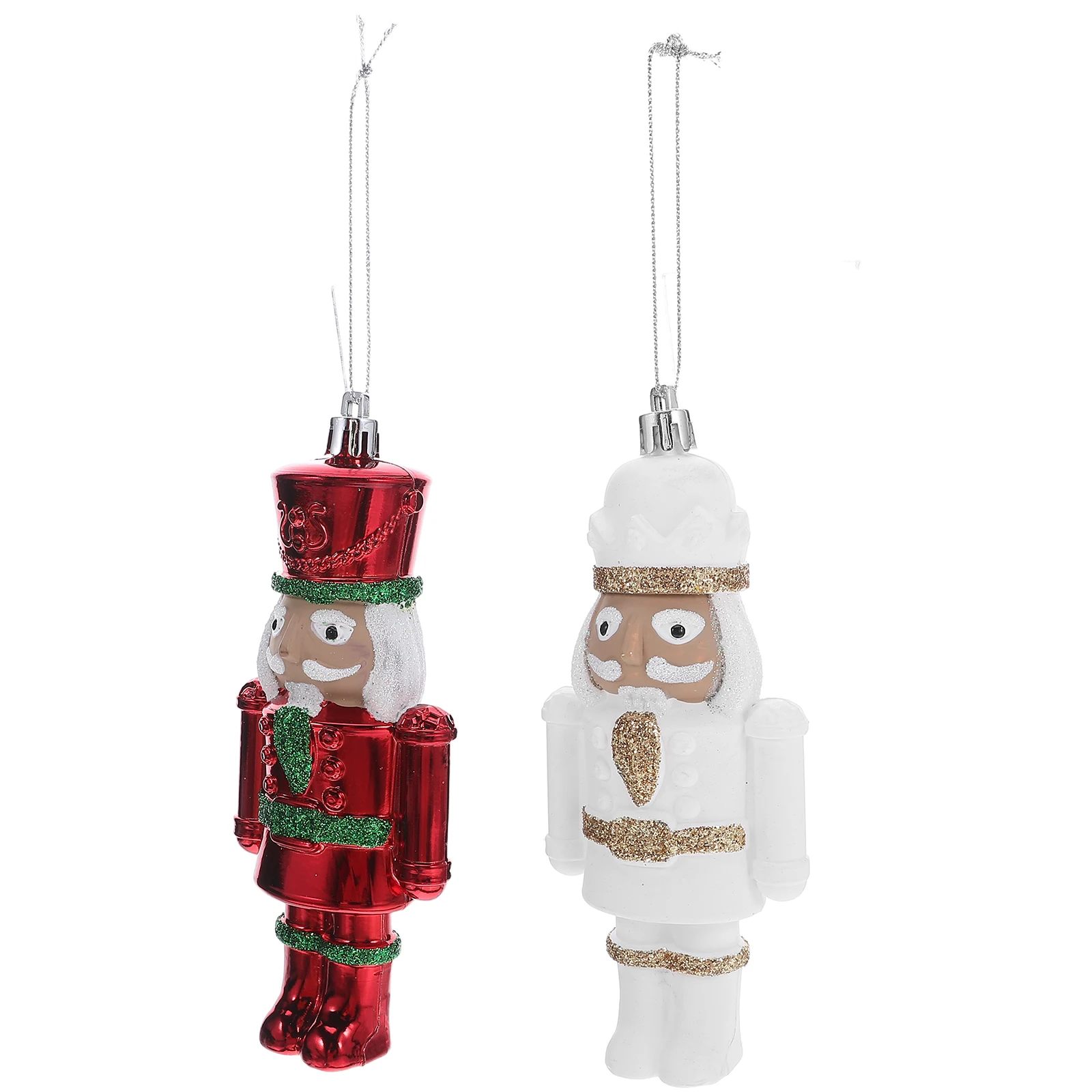 

2 Pcs Christmas Tree Soldier Ornaments Nutcracker Decor Puppets Festive Statue Holiday Plastic Figurines