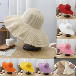 Big Brim Sun Protection Unisex Beach Hat Shading Women Men Summer Outdoor Foldable Straw Hat Jazz Cap Panama Hat rollable hat