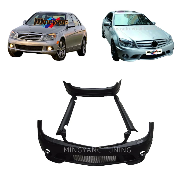 

PP Plastic Car Bumper for Mercedes Benz C200 C180 C300 W204 2009-20011 C Class Upgrade C63 Spoiler Lip Bumper Hood Body Kit