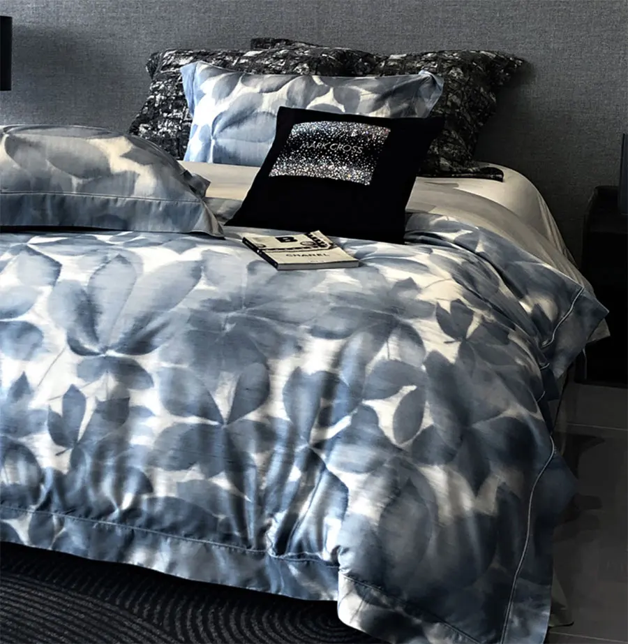 Elegante pastorale Blume Leoparden blatt Bettwäsche-Set, volle Königin König braun grün blau Home Textil Bettlaken Kissen bezug Bett bezug