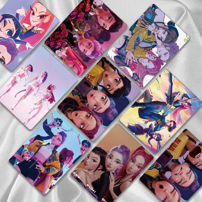 مجموعة بطاقات K-POP Demon Hunters LOMO مكونة من 50 قطعة - مجموعة بطاقات الصور بالليزر مع صندوق تخزين، مجموعة أنيمي قابلة للتجميع F