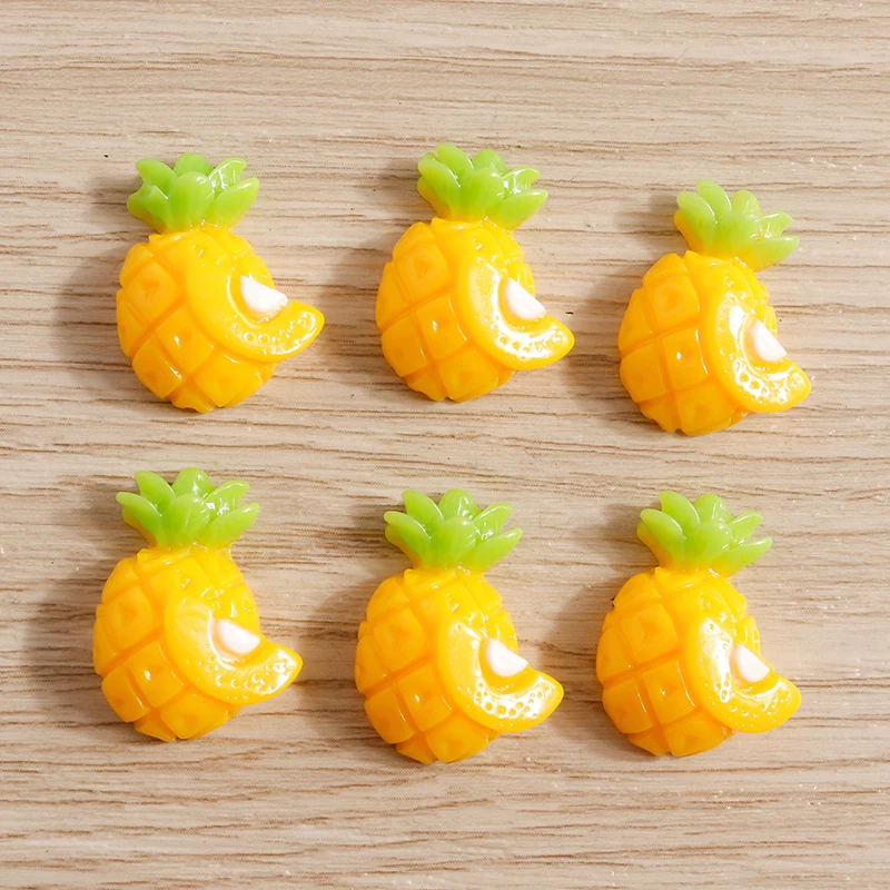 

10pcs 17x22mm Cute Resin Fruit Pineapple Cabochons Flatback Scrapbook for Jewelry Making Girls Hairpin Brooch Craft Accessories